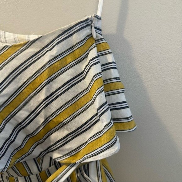 Lulus High Tide One-Shoulder Yellow & White Striped Midi Dress Size Small - Picture 7 of 12